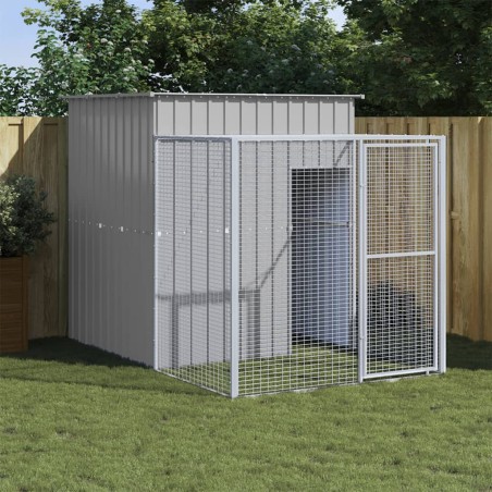 vidaXL Gallinero con corral acero galvanizado gris claro 165x251x181cm