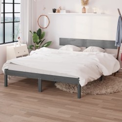 vidaXL Estructura cama madera pino pequeña individual gris 120x190 cm