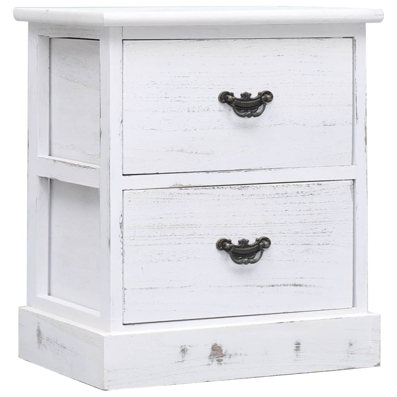 vidaXL Mesita de noche madera de Paulownia blanco 38x28x45 cm vidaXL Mesita de noche madera de Paulownia blanco 38x28x45 cm