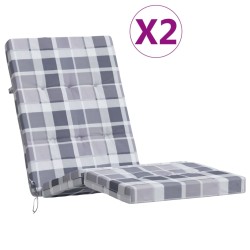 vidaXL Cojines para tumbona 2 uds tela Oxford a cuadros gris