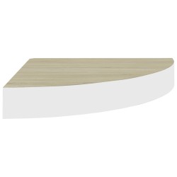 vidaXL Estante de esquina de pared MDF roble y blanco 35x35x3,8 cm