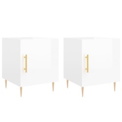 vidaXL Mesitas noche 2 uds madera ingeniería blanco brillo 40x40x50 cm