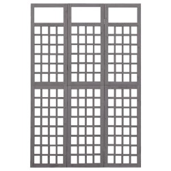 vidaXL Biombo/Enrejado de 3 paneles madera de abeto gris 121x180 cm