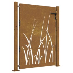 vidaXL Puerta de jardín acero corten diseño hierba 105x155 cm