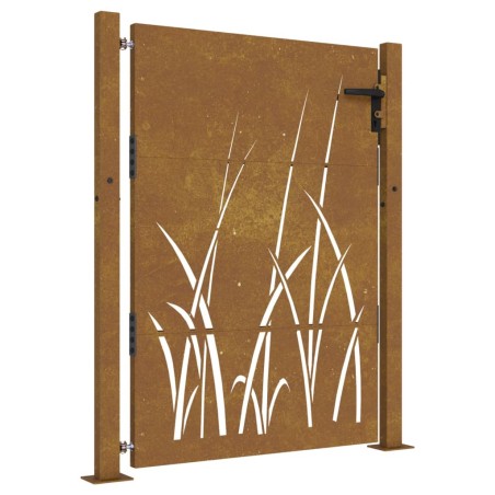 vidaXL Puerta de jardín acero corten diseño hierba 105x155 cm
