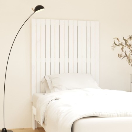 vidaXL Cabecero de cama pared madera maciza pino blanco 95,5x3x110 cm