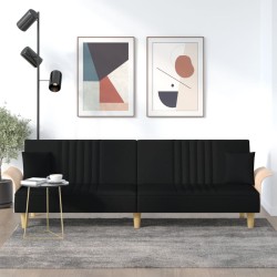 vidaXL Sofá cama con reposabrazos tela negro