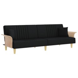 vidaXL Sofá cama con reposabrazos tela negro