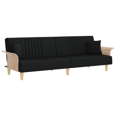vidaXL Sofá cama con reposabrazos tela negro