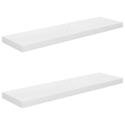 vidaXL Estante flotante de pared 2 uds MDF blanco brillo 90x23,5x3,8cm