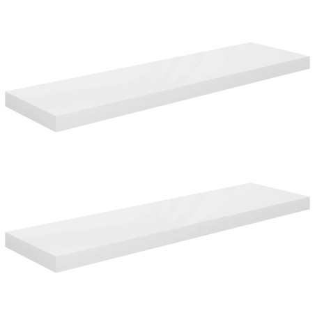 vidaXL Estante flotante de pared 2 uds MDF blanco brillo 90x23,5x3,8cm