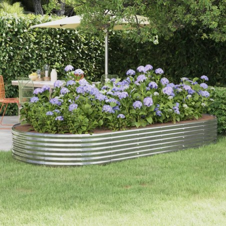 vidaXL Jardinera arriate acero recubrimiento polvo plata 296x140x36 cm