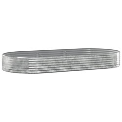 vidaXL Jardinera arriate acero recubrimiento polvo plata 296x140x36 cm