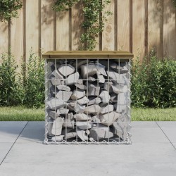 vidaXL Banco jardín diseño gaviones madera pino impregnada 43x44x42 cm