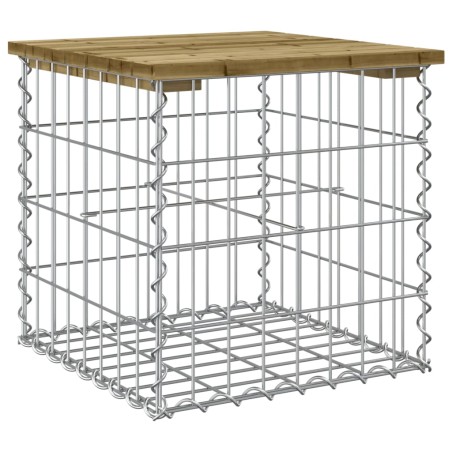 vidaXL Banco jardín diseño gaviones madera pino impregnada 43x44x42 cm