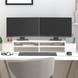 vidaXL Soporte para monitor madera maciza pino blanco 100x27,5x15 cm