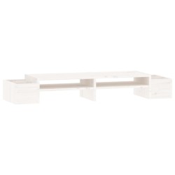 vidaXL Soporte para monitor madera maciza pino blanco 100x27,5x15 cm