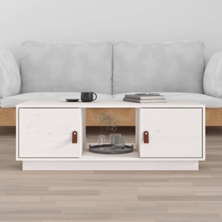 vidaXL Mesa de centro de madera maciza de pino blanco 100x50x35 cm