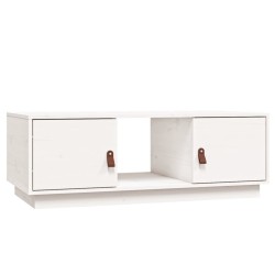 vidaXL Mesa de centro de madera maciza de pino blanco 100x50x35 cm