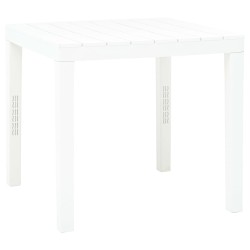 vidaXL Mesa de jardín de plástico blanco 78x78x72 cm
