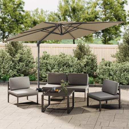 vidaXL Sombrilla colgante de doble techo gris taupe 300x300 cm