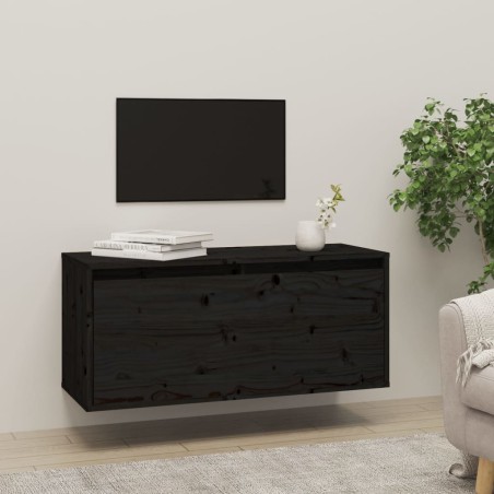 vidaXL Armario de pared de madera maciza de pino negro 80x30x35 cm