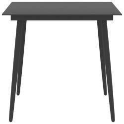vidaXL Mesa de comedor para jardín acero y vidrio negro 80x80x74 cm 