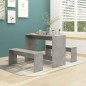 vidaXL Juego de comedor 3 piezas madera contrachapada gris hormigón vidaXL Juego de comedor 3 piezas madera contrachapada gris hormigón