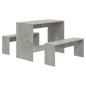 vidaXL Juego de comedor 3 piezas madera contrachapada gris hormigón vidaXL Juego de comedor 3 piezas madera contrachapada gris hormigón