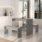 vidaXL Juego de comedor 3 piezas madera contrachapada gris hormigón vidaXL Juego de comedor 3 piezas madera contrachapada gris hormigón