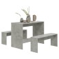 vidaXL Juego de comedor 3 piezas madera contrachapada gris hormigón vidaXL Juego de comedor 3 piezas madera contrachapada gris hormigón