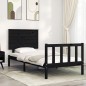 vidaXL Estructura de cama con cabecero madera maciza negro 100x200 cm vidaXL Estructura de cama con cabecero madera maciza negro 100x200 cm