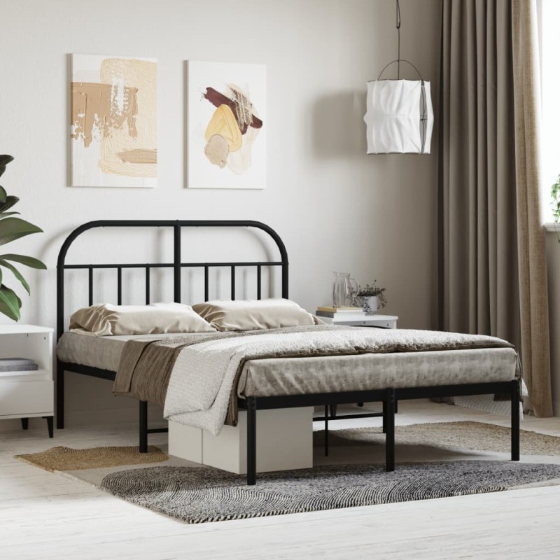 vidaXL Estructura de cama con cabecero metal negro 120x200 cm vidaXL Estructura de cama con cabecero metal negro 120x200 cm