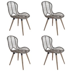 vidaXL Sillas de comedor 4 unidades ratán marrón natural
