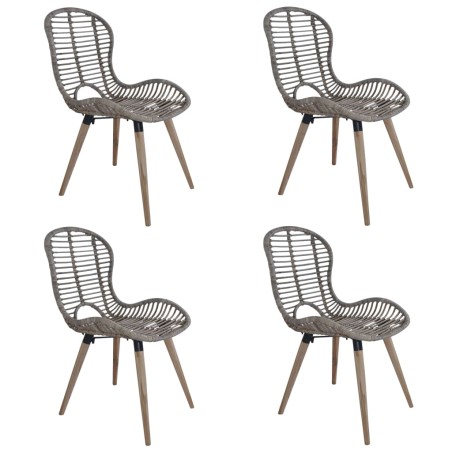 vidaXL Sillas de comedor 4 unidades ratán marrón natural