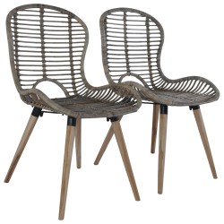 vidaXL Sillas de comedor 4 unidades ratán marrón natural