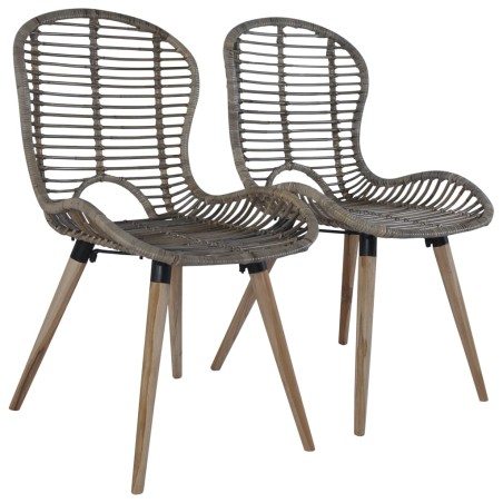 vidaXL Sillas de comedor 4 unidades ratán marrón natural