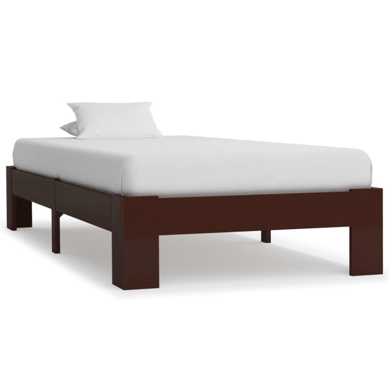 vidaXL Estructura de cama madera maciza pino marrón oscuro 100x200 cm