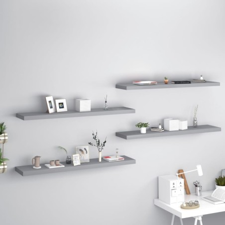 vidaXL Estantes flotantes pared 4 MDF gris 120x23,5x3,8 cm
