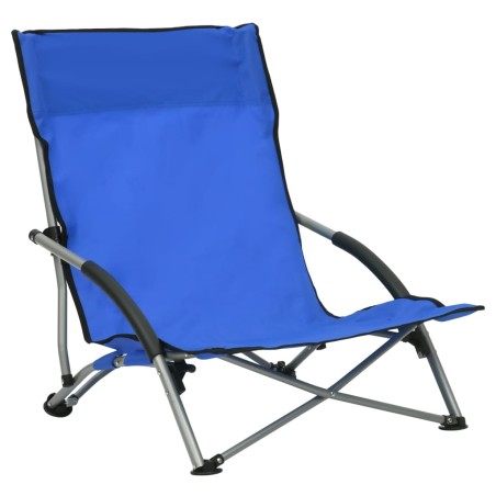 vidaXL Sillas de playa plegables 2 unidades tela azul