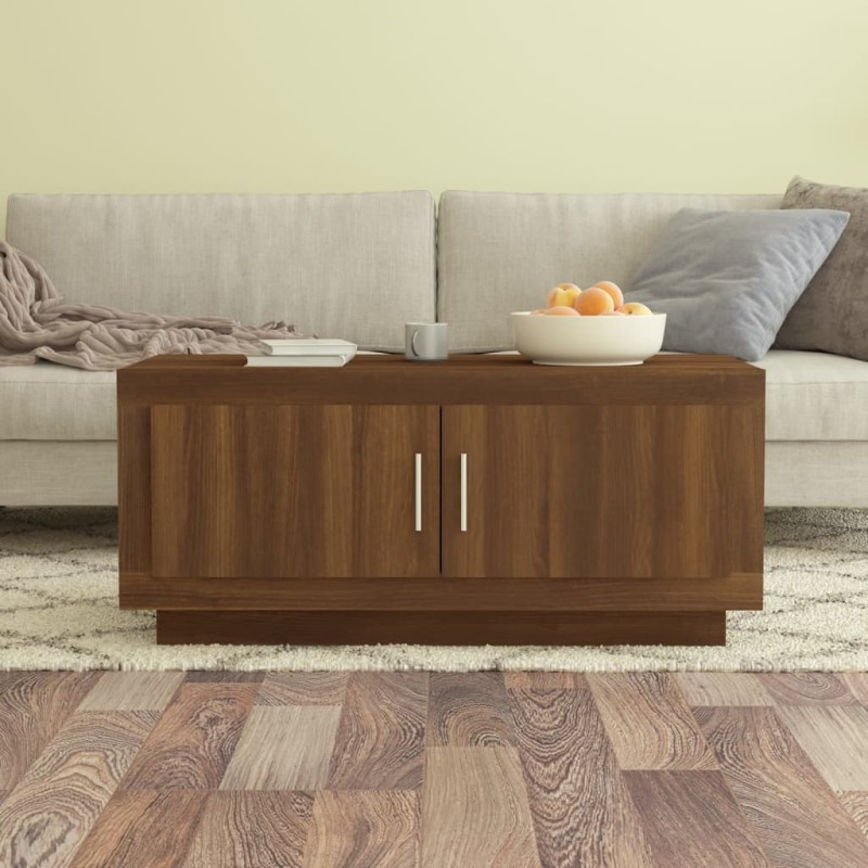 vidaXL Mesa de centro madera contrachapada roble marrón 102x50x45 cm vidaXL Mesa de centro madera contrachapada roble marrón 102x50x45 cm