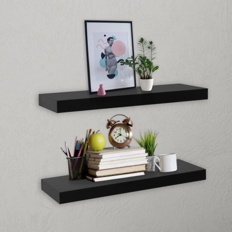 vidaXL Estantes flotantes de pared 2 unidades negro 40x20x3,8 cm