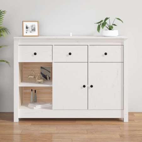 vidaXL Aparador de madera maciza de pino blanco 100x35x74 cm