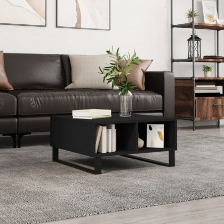 vidaXL Mesa de centro madera de ingeniería negro 60x60x30 cm
