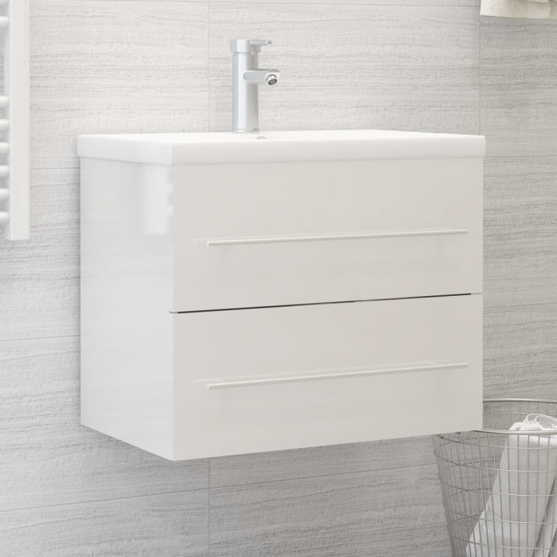 vidaXL Mueble de lavabo madera ingeniería blanco brillo 60x38,5x48 cm vidaXL Mueble de lavabo madera ingeniería blanco brillo 60x38,5x48 cm