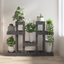 vidaXL Soporte para plantas madera maciza pino gris 104,5x25x77,5 cm