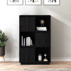 vidaXL Aparador alto de madera maciza de pino negro 74x35x117 cm
