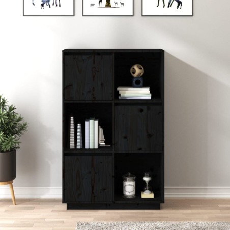 vidaXL Aparador alto de madera maciza de pino negro 74x35x117 cm