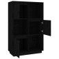 vidaXL Aparador alto de madera maciza de pino negro 74x35x117 cm vidaXL Aparador alto de madera maciza de pino negro 74x35x117 cm