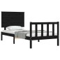 vidaXL Estructura de cama con cabecero madera maciza negro 100x200 cm vidaXL Estructura de cama con cabecero madera maciza negro 100x200 cm